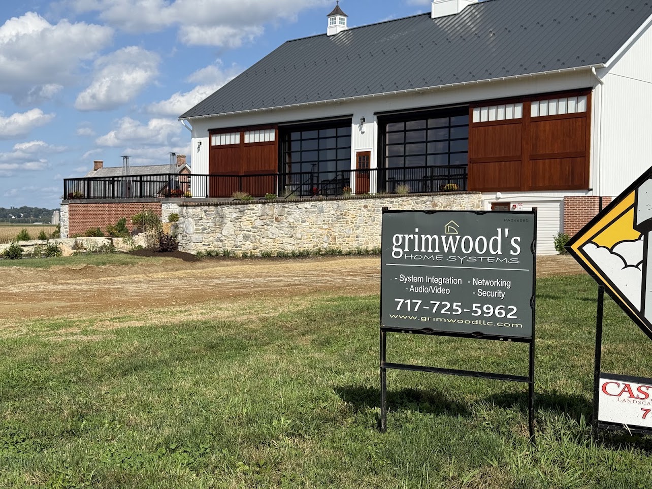 Grimwood’s Home Systems yard sign outside the barn at Kissel Valley Farm in Lititz, PA.